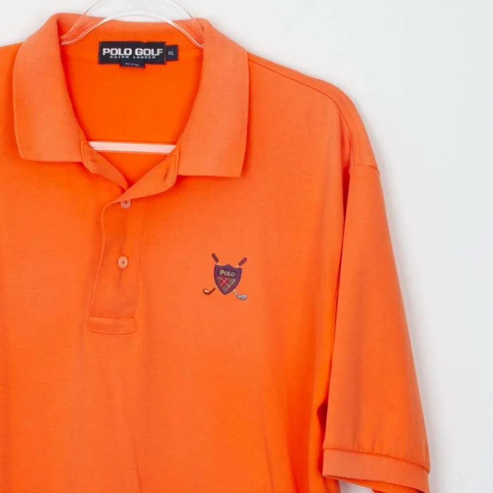 Polo‎ Golf by Ralph Lauren Mens Polo Shirt Size XL Orange Short Sleeve Preppy